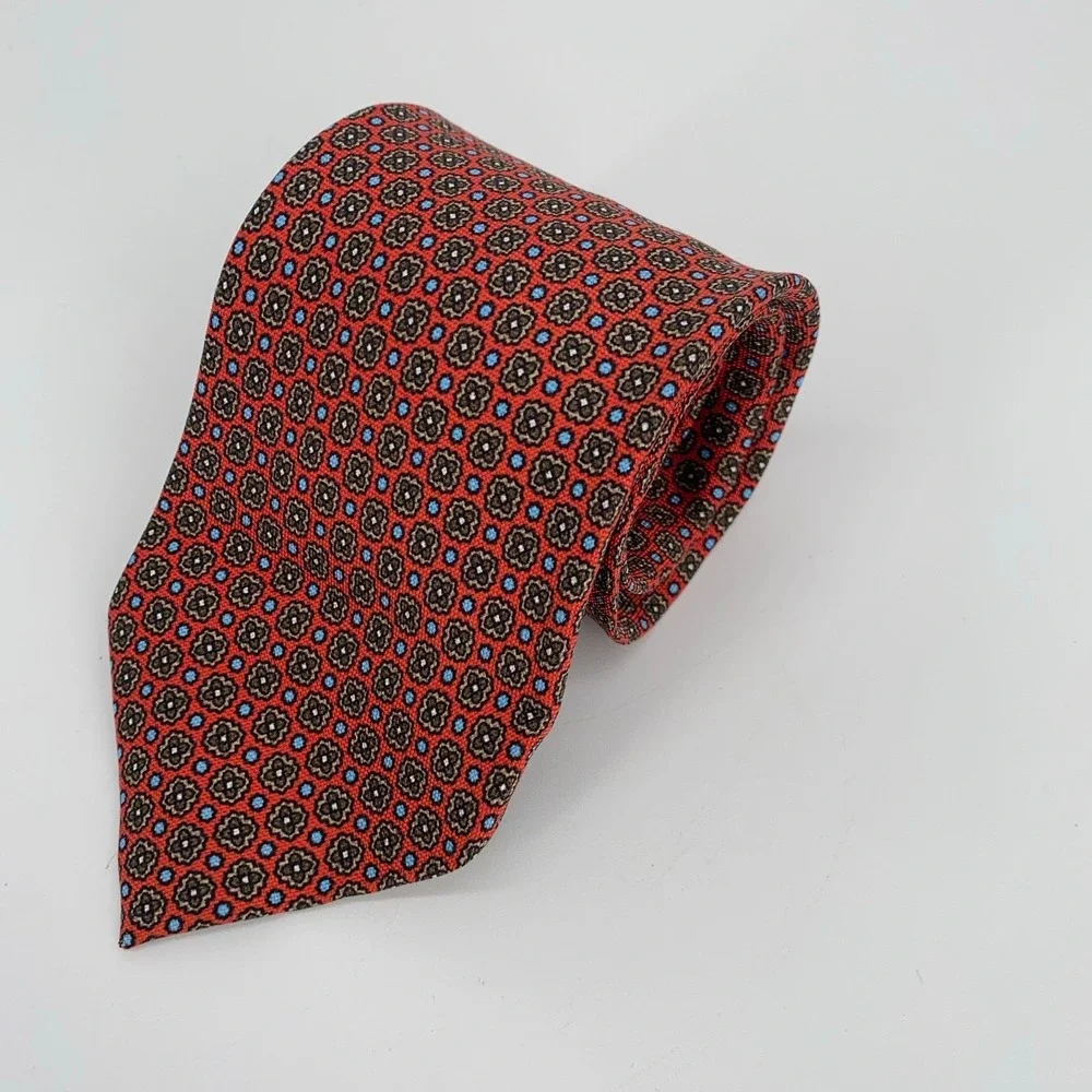 Eton Tie Mens One Size Multi Floral Silk Professional Luxury Necktie Italy Made